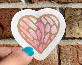 Calcomanía de corazón de Concha, calcomanías de Pan Dulce para botellas de agua, tazas, computadoras portátiles, cuadernos, automóviles, vasos y más / Envío gratuito