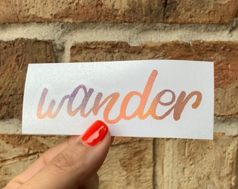 Wander Font Personalized Name Decals, Custom Holographic Vinyl Decals, Tumbler Decal,  Laptop Sticker, Name Sticker, Holographic Decal