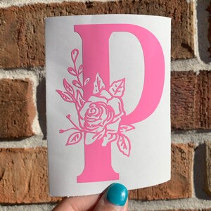 Monogram With Flower Personalized Decals, Vinyl Stickers for Tumblers ...