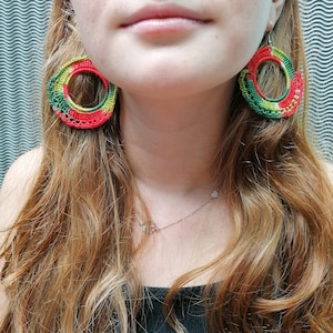 Handmade Cotton Crochet Earrings, Boho style earrings, Hoop  Earrings, Earrings in Various Colors, Women&#39;s Gift, Friend&#39;s Gift