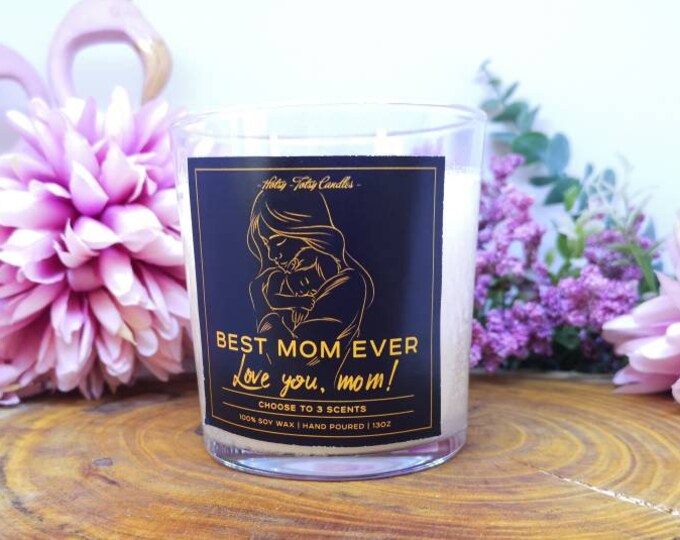 Best Mother Personalized Scented Candle Mother/'s Day Double Wick Hand-Poured Soy Candle Love you Mom!