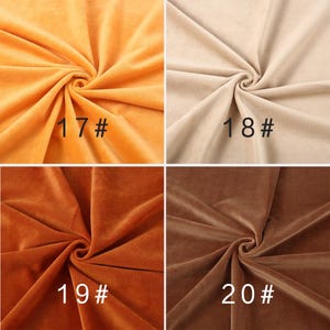 May include: A four-panel grid showing fabric swatches in shades of orange and brown. The top left is bright orange labeled 17#, top right is beige labeled 18#, bottom left is burnt orange labeled 19#, and bottom right is dark brown labeled 20#.