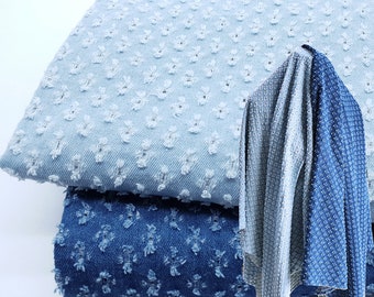 Tessuto denim lavato a foro, tessuto di design di abbigliamento retrò, da half yard