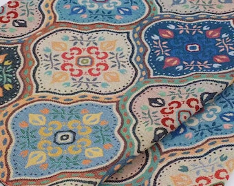 Bohemian Jacquard Fabric, Vintage Floral Fabric, Designer Fabric, Dress Fabric, Tablecloth Fabric, By The Half Yard