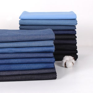 Denim Fabric, Washed Denim, Cotton Denim, Sewing Fabric Sold By the half yard