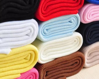 Rib Knit Fabric Trim & Sweater Material, Stretch Cuffing Waist Band, Chunky 2x2 Ribbed Knitted, Cut and Sew, 110cm Wide, 47 Colors