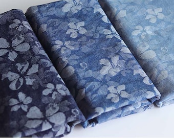 Retro Jacquard Denim, Washed Denim Fabric, Soft Stretch Denim,By The Half Yard