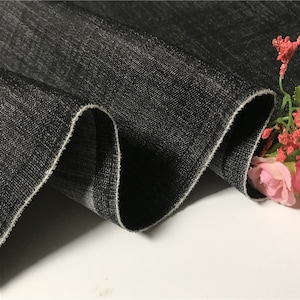 High Stretch Denim Fabric, Strap Skirt Denim Fabric, Black Blue Denim Fabric,,By The Half Yard