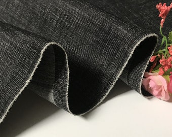 High Stretch Denim Fabric, Strap Skirt Denim Fabric, Black Blue Denim Fabric,,By The Half Yard