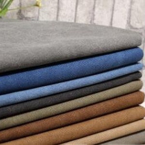 Canvas Fabric, Washed Canvas Fabric, Vintage Solid Washed Thick Canvas Cotton Fabric Sold By the Half Yard