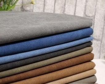 Canvas Fabric, Washed Canvas Fabric, Vintage Solid Washed Thick Canvas Cotton Fabric Sold By the Half Yard