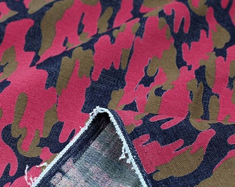 Tissu denim motif camouflage, tissu denim lavé, tissu denim tie-dye, par la demi-cour