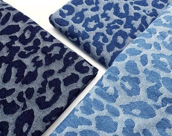 Tissu de denim Leopard, tissu de denim de coton doux, tissu de vêtements, par la demi-cour