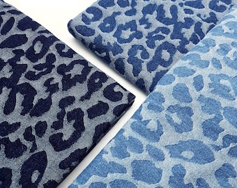 Leopard Denim Fabric, Soft Cotton Denim Fabric, Clothing Fabric, By The Half Yard