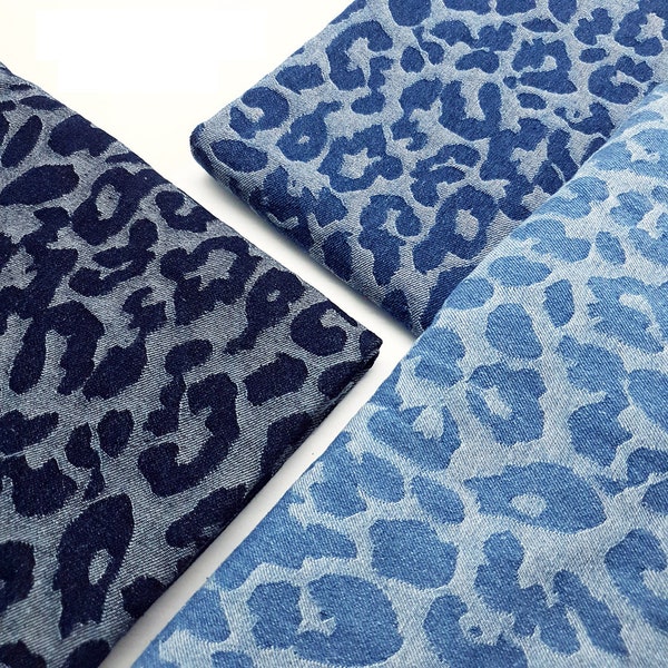 Tissu de denim Leopard, tissu de denim de coton doux, tissu de vêtements, par la demi-cour