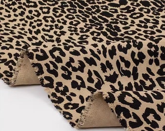 Leopard Print Fabric, Animal Print Cotton Fabric, Bag Suit Jacket Designer Fabric, By The Half Yard