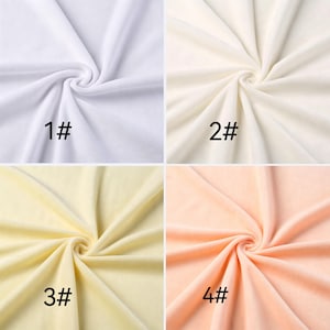 May include: A four-panel grid showing fabric swatches with a central swirl pattern. Panel 1# is bright white, 2# is off-white, 3# is pale yellow, and 4# is light peach. Each section displays the fabric texture and color with the label printed in black.