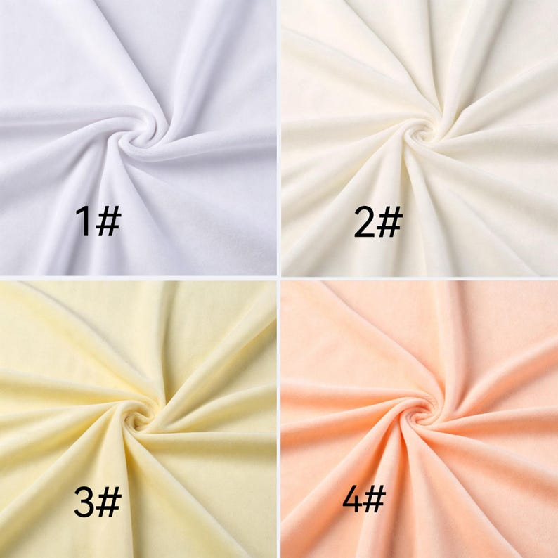May include: A four-panel grid showing fabric swatches with a central swirl pattern. Panel 1# is bright white, 2# is off-white, 3# is pale yellow, and 4# is light peach. Each section displays the fabric texture and color with the label printed in black.