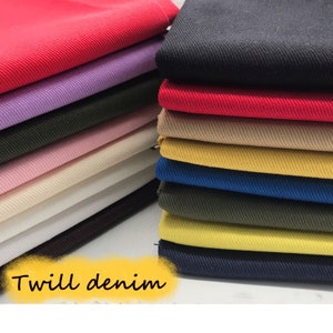 Pure Color Thick Denim Fabric, Twill Cotton Denim Fabric, Handmade Denim Fabric, By the half yard