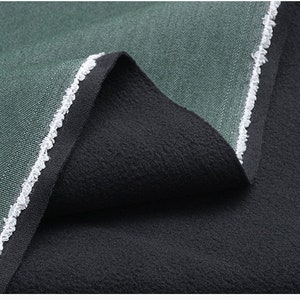 Polar Fleece Lined With Denim Fabric, Warm Denim Fabric, Clothing Denim Fabric, By The Half Yard