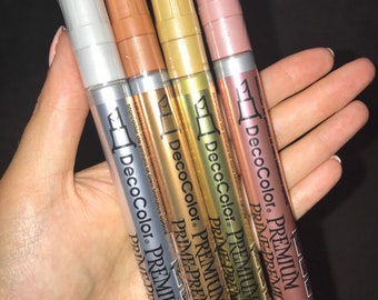 Decocolor Premium Chisel Tip Pen Gold, Silver, Rose Gold or Copper Available