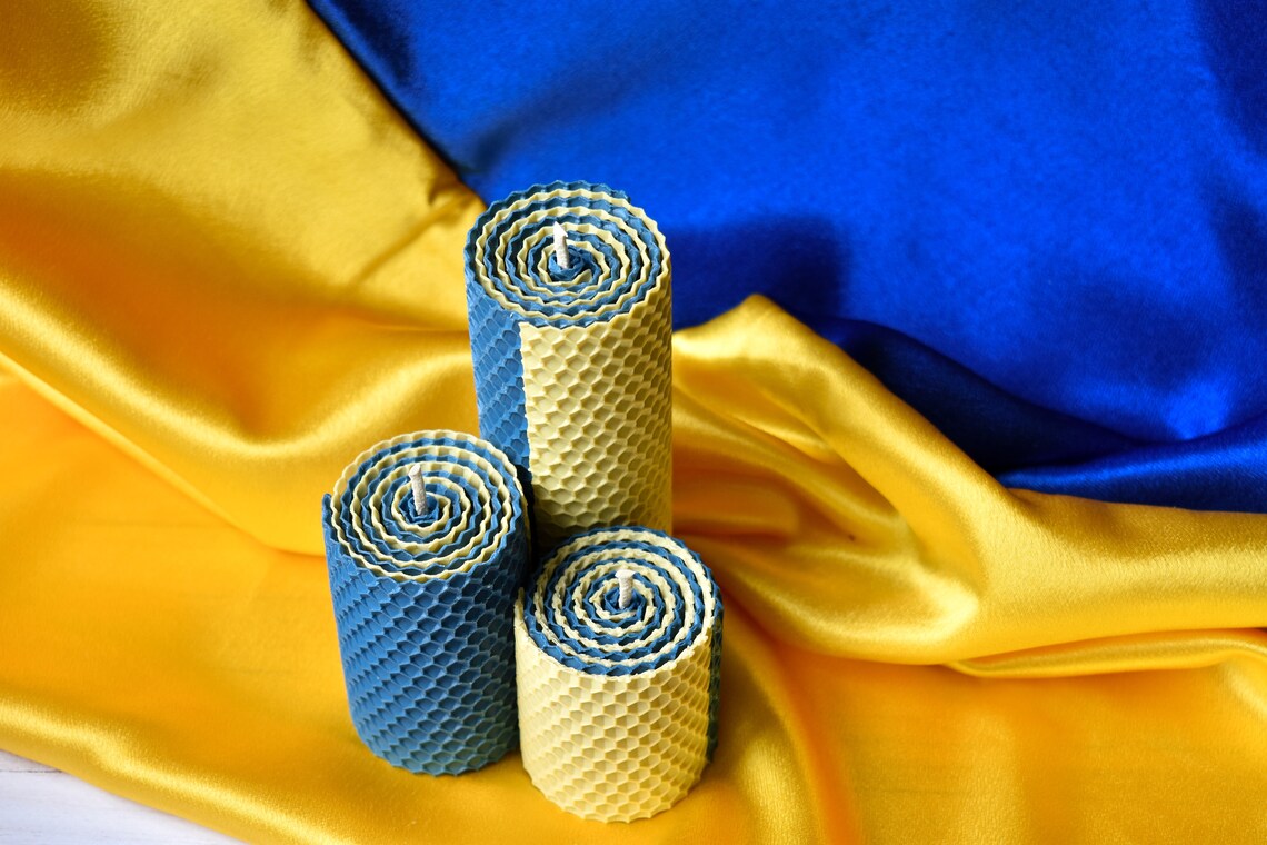 Stand With Ukraine Candles Ukrainian Blue and Yellow Etsy