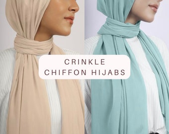 Premium Quality Crinkle Chiffon Hijab Scarf Solid Color | Shawl, Scarf, Veil, Muslim Head Scarf, Luxury Hijab, Light Weight, Soft