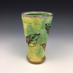 Tumblers,  ceramic glasses, hand painted, dishwasher safe, oven safe, perfect for all beverages, hot and cold.  Functional clay art!