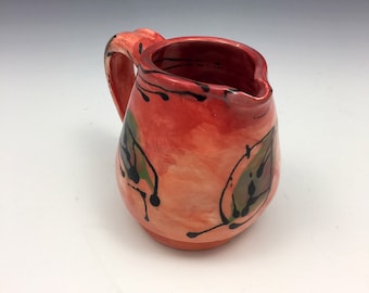 Little pitchers, ceramic, hand painted, dishwasher safe, oven safe, perfect for beverages or sauces or syrups! Functional clay art!