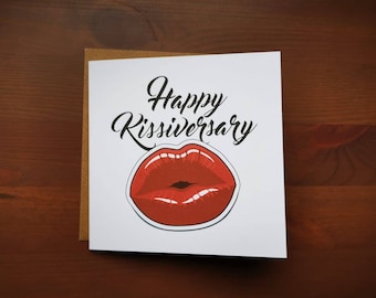 Happy Kissiversary - une carte humoristique pour célébrer votre premier baiser / anniversaire