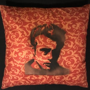 Custom JAMES DEAN Unique Red Orange Floral Pattern 18x18 Indoor Throw Pillow Movie Icon
