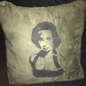 Custom ELIZABETH TAYLOR Unique Soft Olive Velvet 17x17 INDOOR Throw Pillow