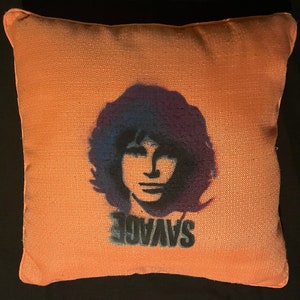 Personalizado JIM MORRISON The Doors Suave Algodón Lino Naranja 19x19 INDOOR Throw Pillow