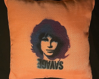 Custom JIM MORRISON The Doors Soft Cotton Linen Orange 19x19 INDOOR Throw Pillow