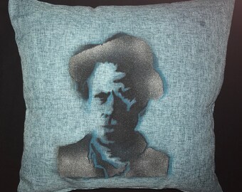 Custom TOM WAITS Light Blue Cotton Linen 18x18 Indoor Throw Pillow