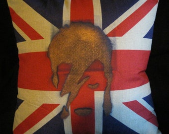 Custom Aladdin Sane Union Jack David Bowie 18x18 Soft Canvas Throw Pillow GOLD