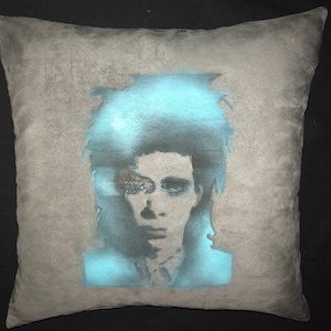 Custom NICK CAVE Bad Seed Soft Velvet Charcoal Gray Teal 18x18 INDOOR Throw Pillow one of a kind