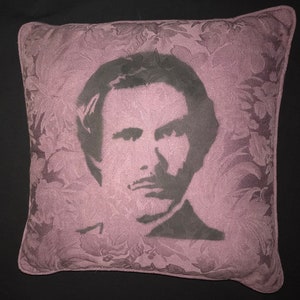 Custom RON BURGUNDY Will Ferrell The Anchorman Soft Cotton Polyester Purple Plum Victorian Floral Patterned 16x16 INDOOR Throw Pillow