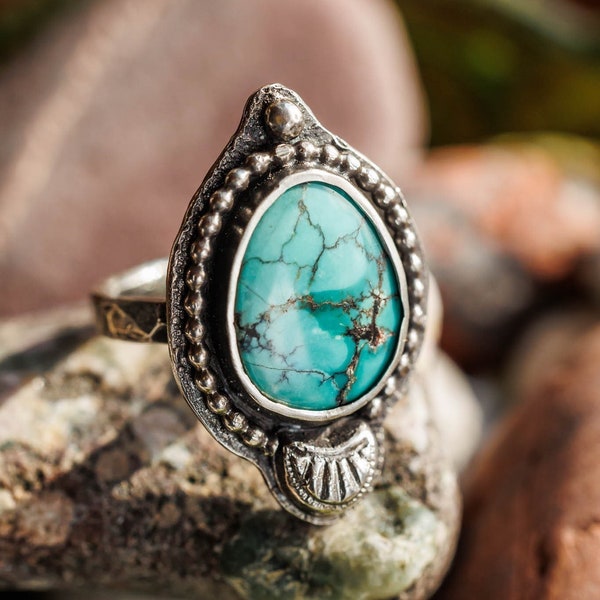 Hubei Turquoise Ring in Silver