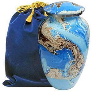 Cremation Urn Ocean Tides Large Cremation Urn for Human Ashes With Velvet Bag