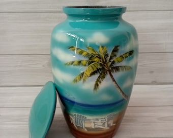 Einäscherung Urne für Menschliche Asche Strand Blau Urne Mit Samt Tasche