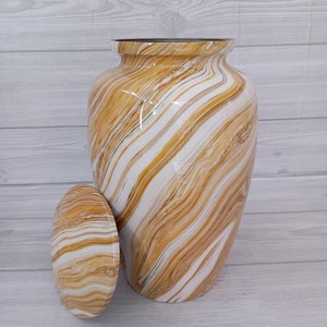 Cremation Urn for Human Ashes, Adult Funeral Cremation Metal Urn Marble Texture Urn With Free Velvet Bag
