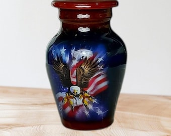 Cremation Urn American Flag Urn Mini Keepsake Urn with Velvet Bag