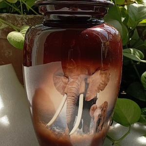 Elephant Cremation Urn Adult Large Cremation Urn for Human Ashes Metal Urn With Velvet Bag