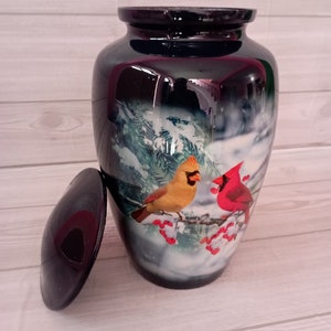 Urna de cremación para adultos, urna de cremación para cenizas humanas, homenaje perfecto para honrar a su ser querido con bolsa de terciopelo, urna Cardinal BIRDS, envío gratuito