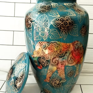 Elephant Cremation Urn Adult Large Cremation Urn for Human Ashes Metal Urn With Velvet Bag