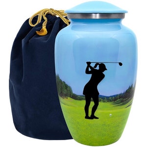 Urna kremacyjna męska golfowa dla dorosłych duża urna kremacyjna na prochy ludzkie z aksamitną torbą