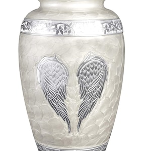 Angel Wings White Urn for Ashes Urn for Human Ashes Adult Funeral Cremation Urn Metal Large Urn With Velvet Bag Free Shipping