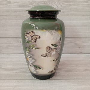 Preciosa urna de cremación con forma de mariposa para cenizas humanas, urna funeraria para adultos, hecha a mano (urna de cremación con forma de mariposa verde para adultos, envío gratuito)
