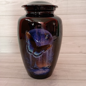Butterfly Cremation Urn for Human Ashe Adult Funeral Urn Adult Urn Black Butterfly Cremation Urn Free Shipping